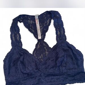 Free People Lace Racerback Bralette - Navy Size Medium